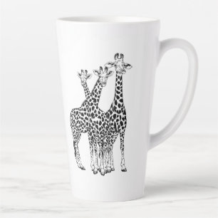 Caneca De Café Latte Família Giraffe