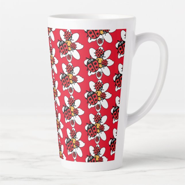 Caneca De Café Latte Família Ladybird E Ladybug (Direita)
