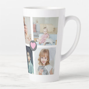 Caneca De Café Latte Família Personalizada de Colagem de Fotos e Texto
