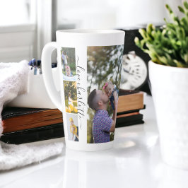 Caneca De Café Latte Família Personalizada de Colagem de Fotos e Texto