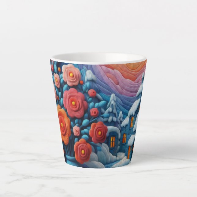 Caneca De Café Latte Fantasia de Inverno (Frente)