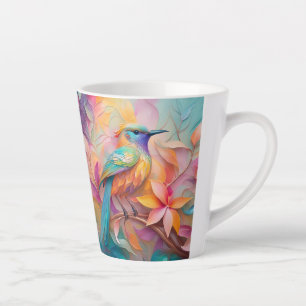 Caneca De Café Latte Fantasia de Pássaro com Garganta Violeta