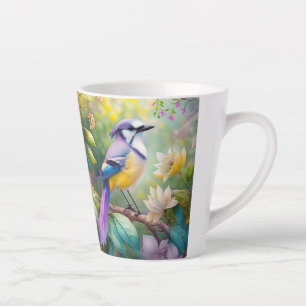 Caneca De Café Latte Fantasia de Pássaro Violeta Crestado
