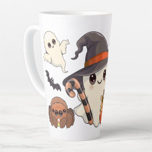 Caneca De Café Latte Fantasma de Halloween Fofo no Estilo Kawaii