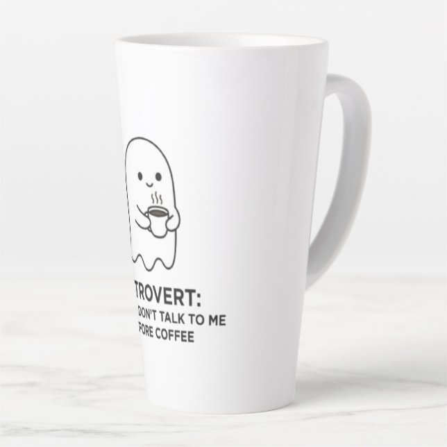 Caneca De Café Latte Fantasma Introvertido Não Fala Antes do Café (Ângulo direito)