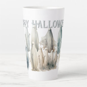 Caneca De Café Latte Fantasmas Reunindo Feliz Dia das Bruxas