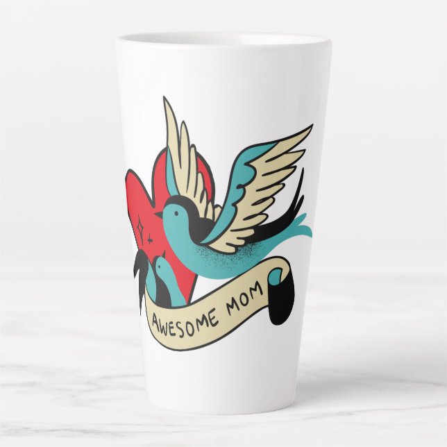 Caneca De Café Latte Fantástico Mãe Tattoo (Frente)