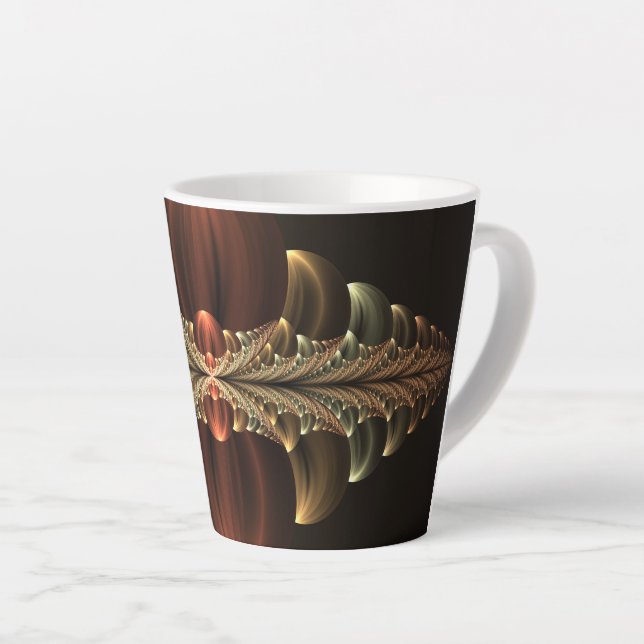 Caneca De Café Latte Fantasy Construction Shiny Abstrato Fractal Art (Ângulo direito)