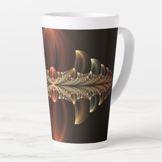 Caneca De Café Latte Fantasy Construction Shiny Abstrato Fractal Art (Ângulo direito)