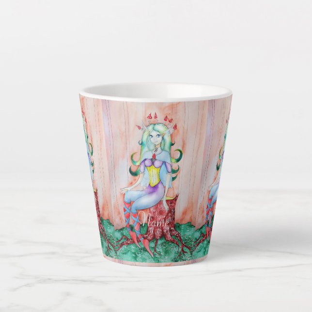 Caneca De Café Latte Fantasy Pixie Fairy Thunder_Cove (Frente)