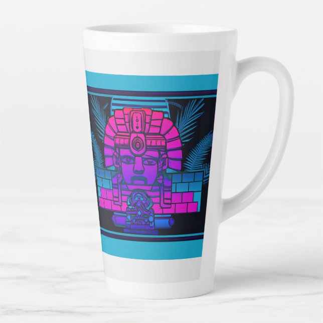 Caneca De Café Latte Faraó Synthwave (Direita)