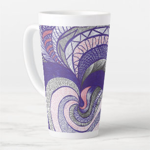 Caneca De Café Latte Farimah Arte Abstrata Fluida Desenhada à Mão