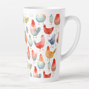 Caneca De Café Latte Farmhouse Chickens