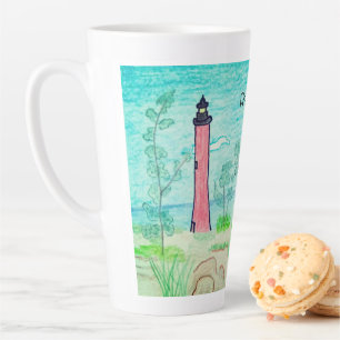 Caneca De Café Latte Farol Vermelho