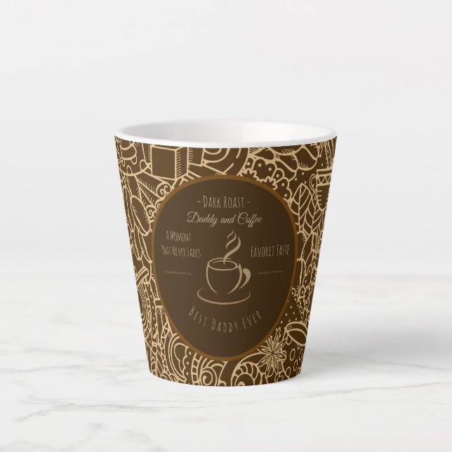 Caneca De Café Latte Fathers Day, Daddy and Coffee,Best Daddy Ever (Frente)