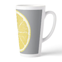 Fatia de Limão Minimalista em Caneca de Latte Cinz