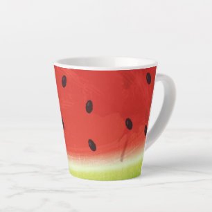 Caneca De Café Latte Fatia gigante de melancia engraçada em aquarela fo