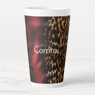 Caneca De Café Latte Faux CowGirl Southwest Cowhide Red Dourado