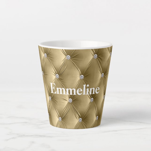 Caneca De Café Latte Faux Velvet Dourado quente (Frente)