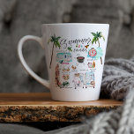 Caneca De Café Latte Favoritos Trendy Summer | Ilustração de Aquarela<br><div class="desc">Personalizado com seu nome no verso. Ilustrações desenhadas à mão por cores da moda dos favoritos do verão. Estes fazem presentes de excelente! Coisas de dentro e fazer o dia de alguém! Se você quiser ver diferentes itens, por favor, apenas me mande mensagem. Adicione seu texto personalizado a este design...</div>
