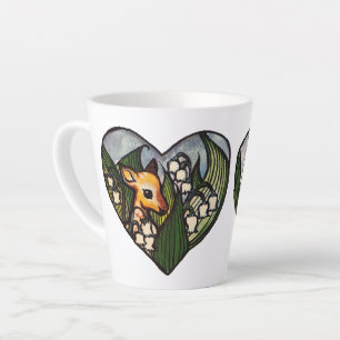 Caneca De Café Latte Fawn Primavera Deer Lily das Flores do Vale