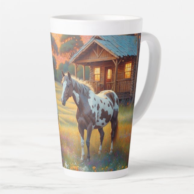 Caneca De Café Latte Fazenda de Cavalos (Ângulo direito)