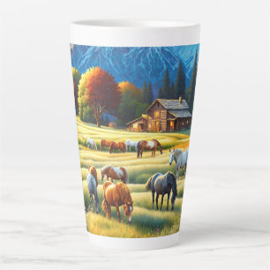 Caneca De Café Latte Fazenda de Cavalos