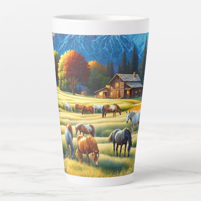 Caneca De Café Latte Fazenda de Cavalos (Frente)