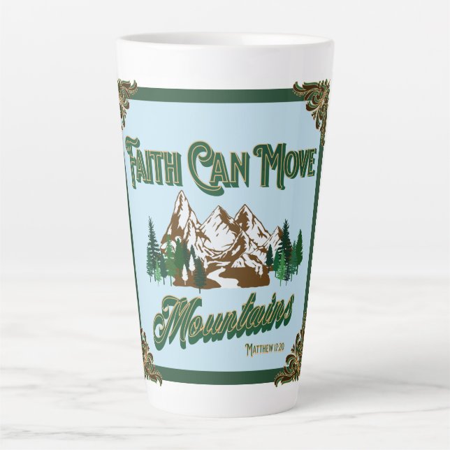 Caneca De Café Latte Fé Pode Mover Montanhas Coffee Mug (Frente)
