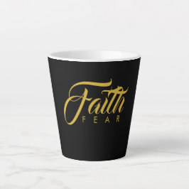 Caneca De Café Latte Fé sobre o medo Dourado e negro
