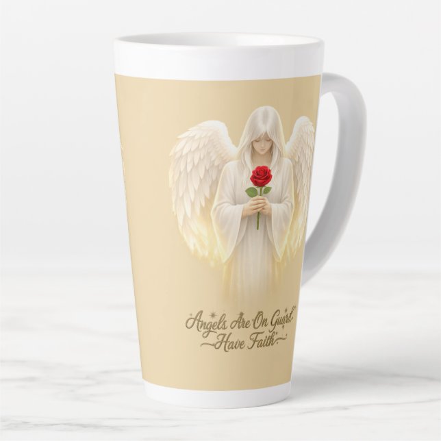 Caneca De Café Latte FéAngélica CoraçãoDourado (Ângulo direito)