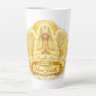 Caneca De Café Latte FéAngélicaCoraçãoDourado