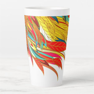 Caneca De Café Latte Feather elegante e colorida abstrato art.