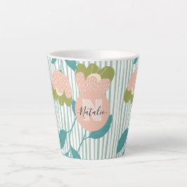 Caneca De Café Latte Febre feminina Personalizada, azul e rosa elegante