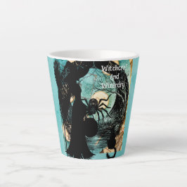 Caneca De Café Latte Feitiçaria e Magia, Halloween Assustador