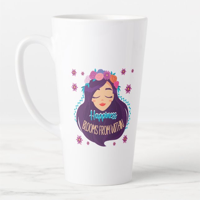 Caneca De Café Latte Felicidade Bloomia de Dentro (Esquerda)
