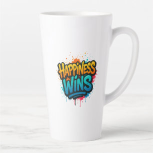 Caneca De Café Latte Felicidade ganha Design Grafite