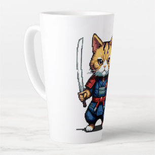 Caneca De Café Latte Feline Samurai Warrior