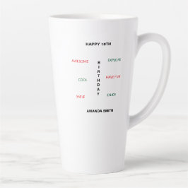 Caneca De Café Latte Feliz 18º Aniversário, Fofo e Incrível