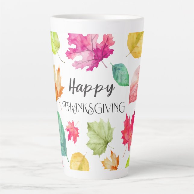 Caneca De Café Latte Feliz Ação de Graças (Frente)