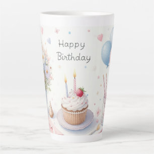 Caneca De Café Latte Feliz aniversário