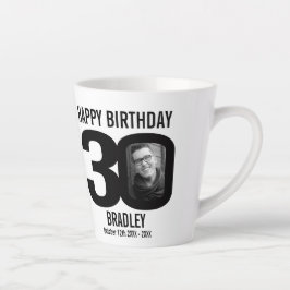 Caneca De Café Latte Feliz aniversário, 30, citar duas fotos no ano