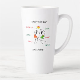 Caneca De Café Latte Feliz Aniversário, Bela Felicidade Dança