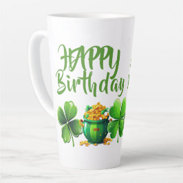 Caneca De Café Latte Feliz Aniversário Café Verde Sorte Irlandês Idade