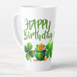 Caneca De Café Latte Feliz Aniversário Café Verde Sorte Irlandês Idade