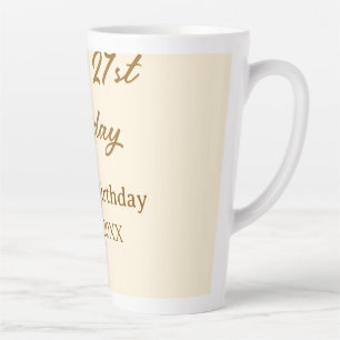 Caneca De Café Latte Feliz aniversário de 21 anos nome data pastel marr
