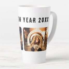 Caneca De Café Latte feliz ano novo de Colagem de Fotos 2023