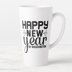 Caneca De Café Latte Feliz Ano Novo em Washington-54688