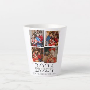 Caneca De Café Latte Feliz ano novo Moderno Elegante Simples Quatro Fot