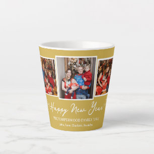 Caneca De Café Latte Feliz ano novo Moderno Elegante Simples Três Foto